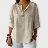 Nicole - Elegante blusa bege com decote em V