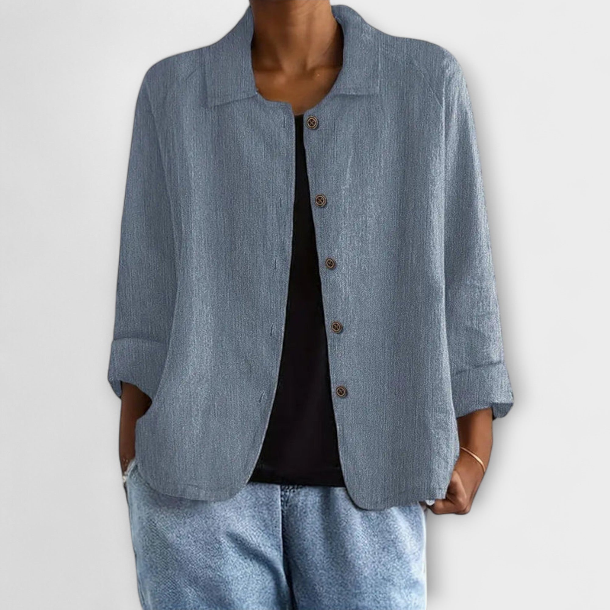 Mira – Altrosafarbene leichte Strickjacke