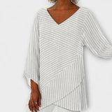 Penelope - Schwarzes gestreiftes Drapé-Oberteil