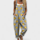 Aurore - Graue Latzhose mit Küken-Motiv