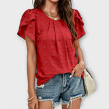 Charlotte - Bordeauxrote Polka-Dot-Bluse