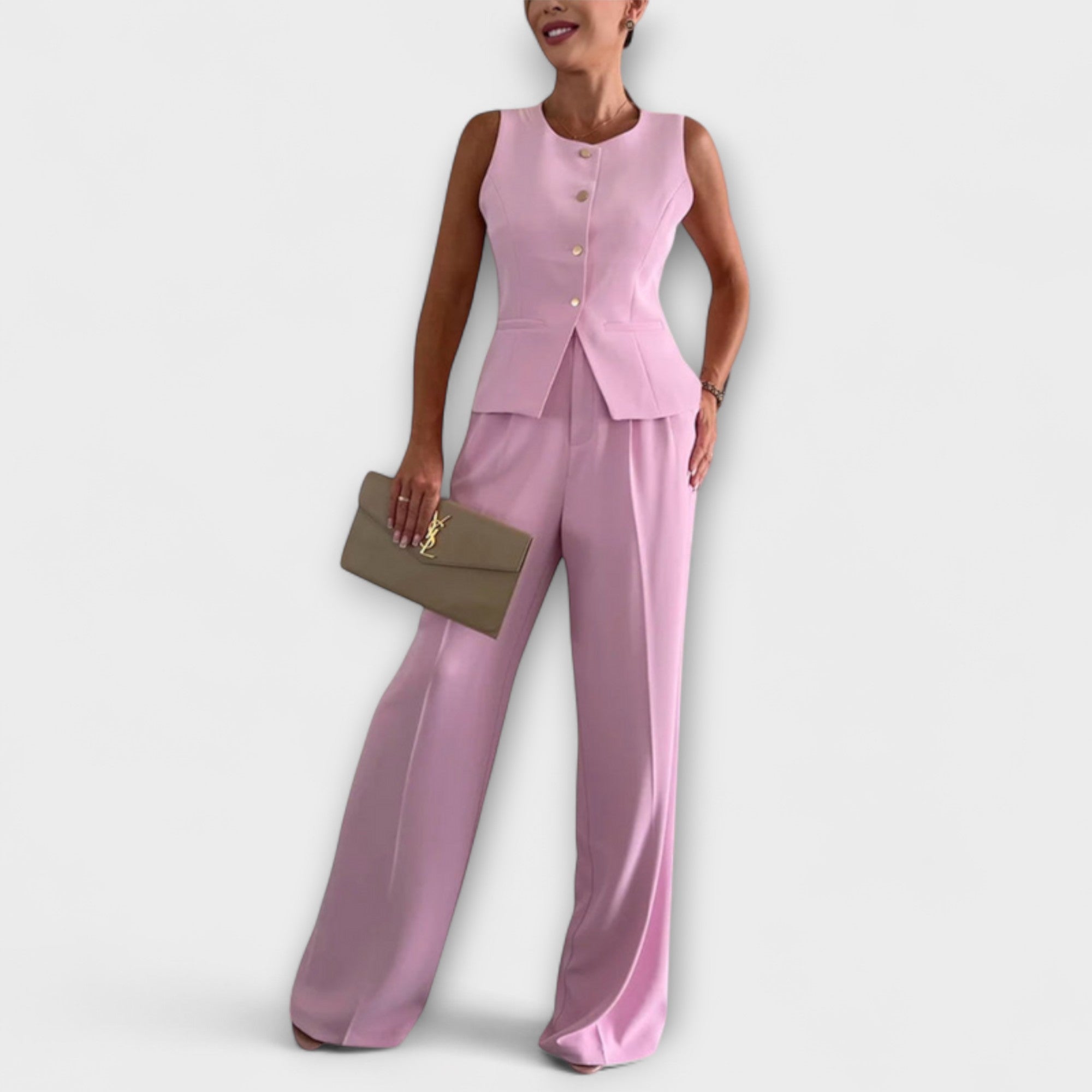 Wilhelmina - Cremefarbenes Set mit Weste und Hose