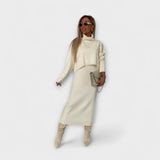 Solange - Graues Kleid mit passendem Rollkragen-Set