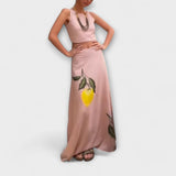 Cosima - Rosa Set mit Zitronen-Print und Midi-Rock