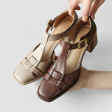 Theodora – T-Strap-Pumps mit Blockabsatz