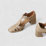 Theodora – T-Strap-Pumps mit Blockabsatz