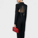 Noa - Schwarzes Blazer-Set mit Perlendetail