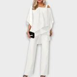 Schwarzes Chiffon-Abend-Set