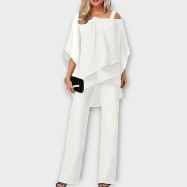 Schwarzes Chiffon-Abend-Set