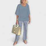 Rosamund - Grünes Set mit Bluse und Hose