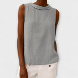 Brianna - Beiges elegantes ärmelloses Top