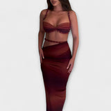 Jane - Blaues Gradient-Set mit Crop-Top und Rock