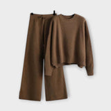 Stella - Schwarzes lässiges Strick-Set mit weiter Hose