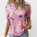 Emily - Rosa Bluse mit Blütenmuster und Spitze
