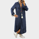 Maxi-Jeanskleid mit langen Ärmeln