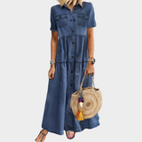 Vestido de ganga suave com botões