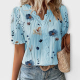 Emily - Rosa Bluse mit Blütenmuster und Spitze