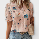 Emily - Rosa Bluse mit Blütenmuster und Spitze