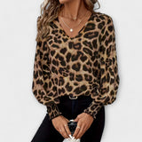 Sara – Blusa elegante com padrão de leopardo