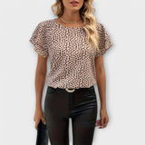 Emily - Beige Bluse mit Animal-Print