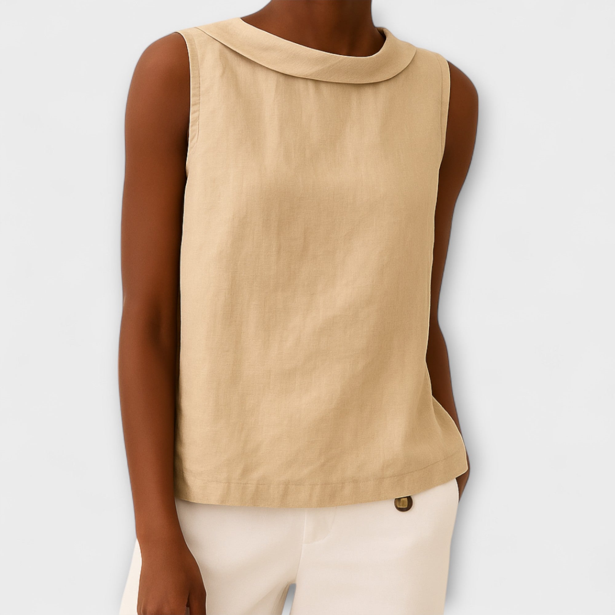 Brianna - Beiges elegantes ärmelloses Top