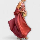 Selviane - Rotes Maxikleid mit passendem Cardigan