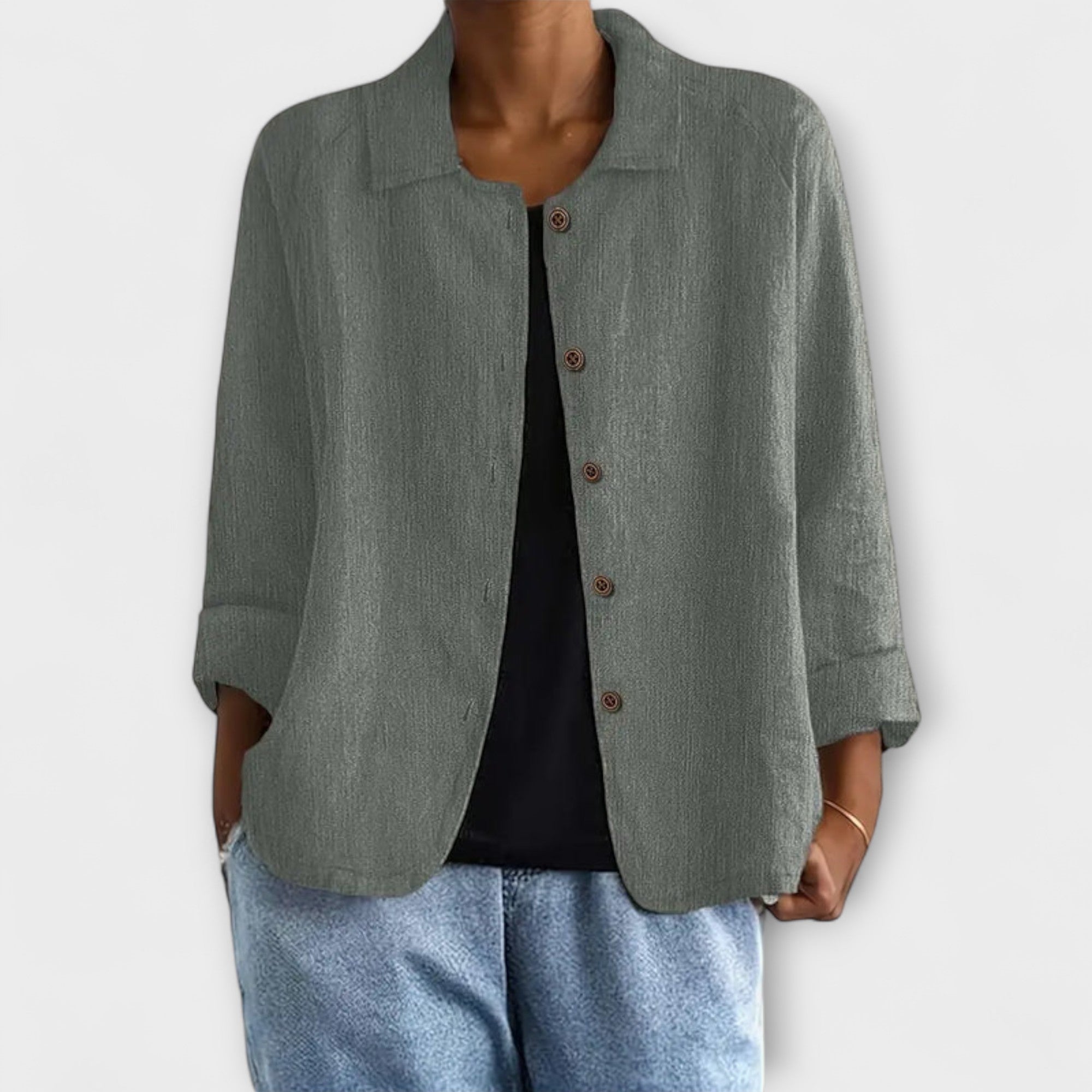 Mira – Altrosafarbene leichte Strickjacke