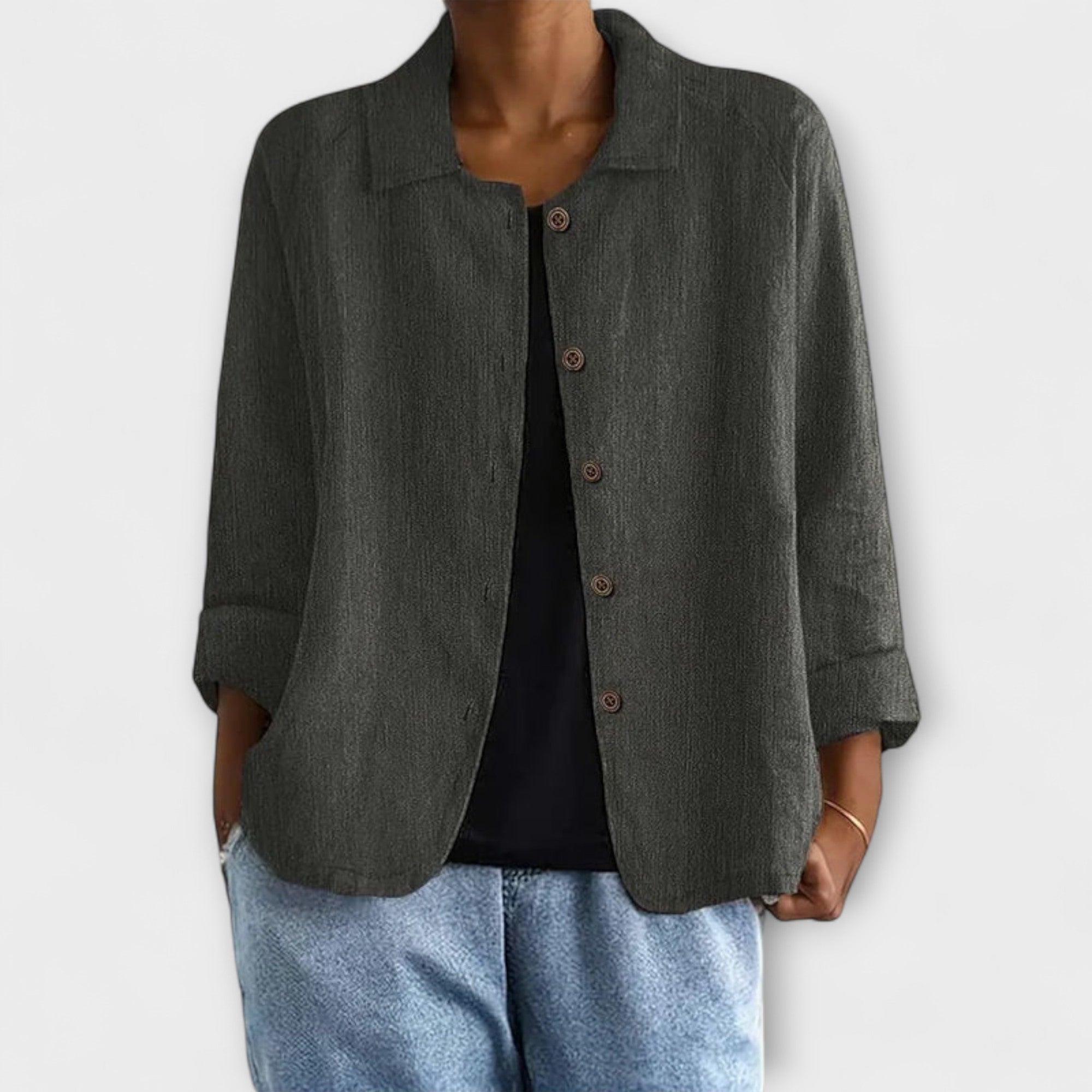 Mira – Altrosafarbene leichte Strickjacke