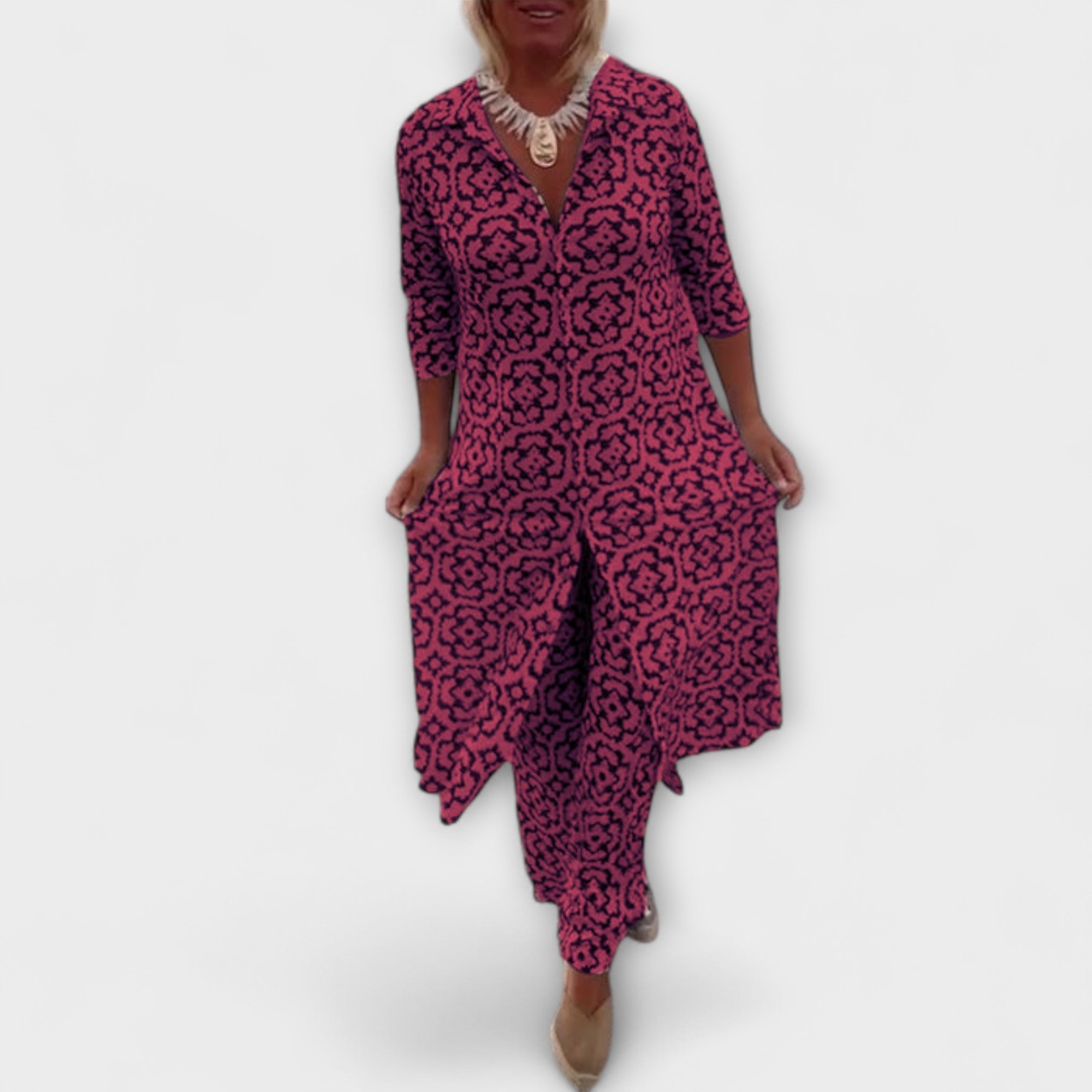 Camilla - Schwarz-weisses Set mit geometrischem Print
