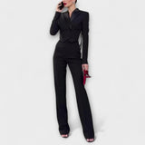 Noa - Schwarzes Blazer-Set mit Perlendetail