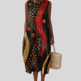 Vestido preto com padrão boho