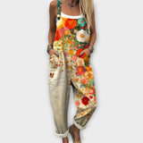 Blanka - Latzhose mit buntem Blumenmuster