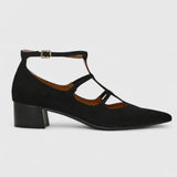 Lieselotte – Schwarze T-Riemchen-Pumps