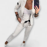 Malou - Beiges Set mit Top, Blazer und Hose