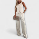 Wilhelmina - Cremefarbenes Set mit Weste und Hose