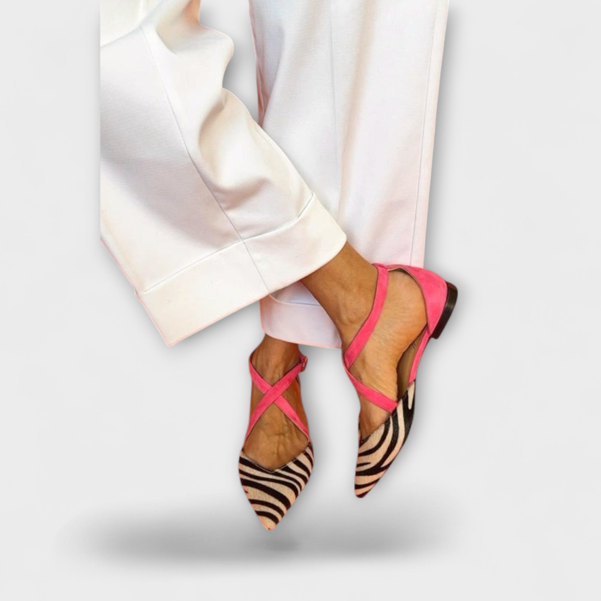 Sieghild - Slingpumps mit Zebraprint in Pink