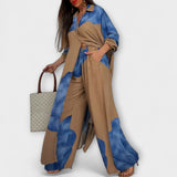 Moriel - Cremefarbenes Set mit langem Cardigan
