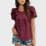 Charlotte - Bordeauxrote Polka-Dot-Bluse