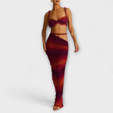 Jane - Blaues Gradient-Set mit Crop-Top und Rock