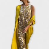 Viviana - Gelbes elegantes Pailletten-Ensemble