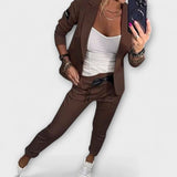 Malou - Beiges Set mit Top, Blazer und Hose