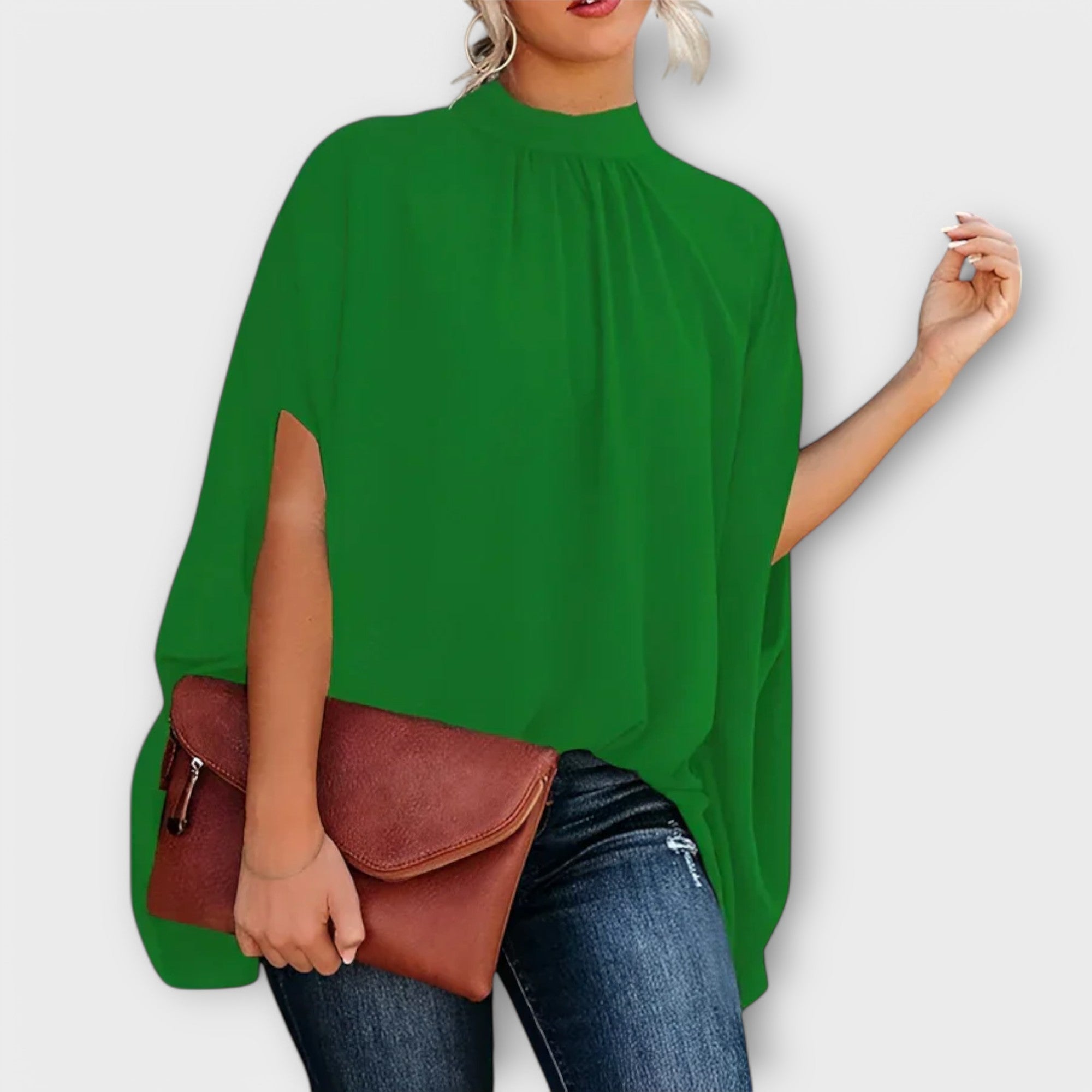 Jacqueline – Rotes Crop-Top mit Raffungen und Ballonärmeln