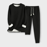 Mia - Schwarzes Thermo-Fleece-Set
