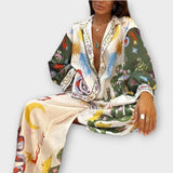 Stella - Cremefarbenes Set mit buntem Print