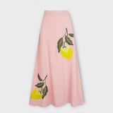 Cosima - Rosa Set mit Zitronen-Print und Midi-Rock