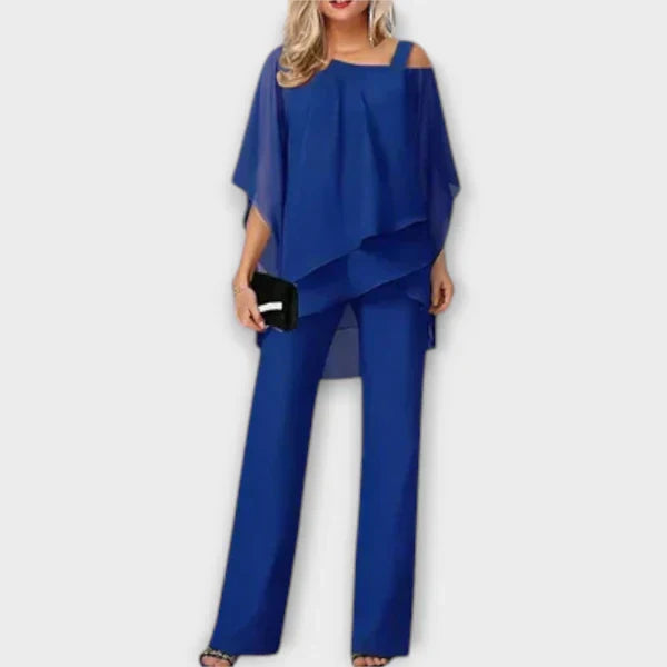 Schwarzes Chiffon-Abend-Set