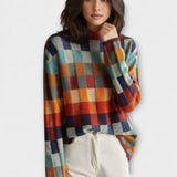 Ursula – Bunter Rollkragenpullover mit Karomuster
