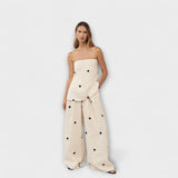 Georgia - Beiger Polka-Dot-Jumpsuit