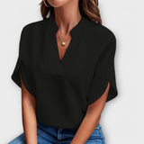 Vivi – Weiße leichte Bluse mit V-Ausschnitt
