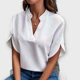 Vivi – Weiße leichte Bluse mit V-Ausschnitt